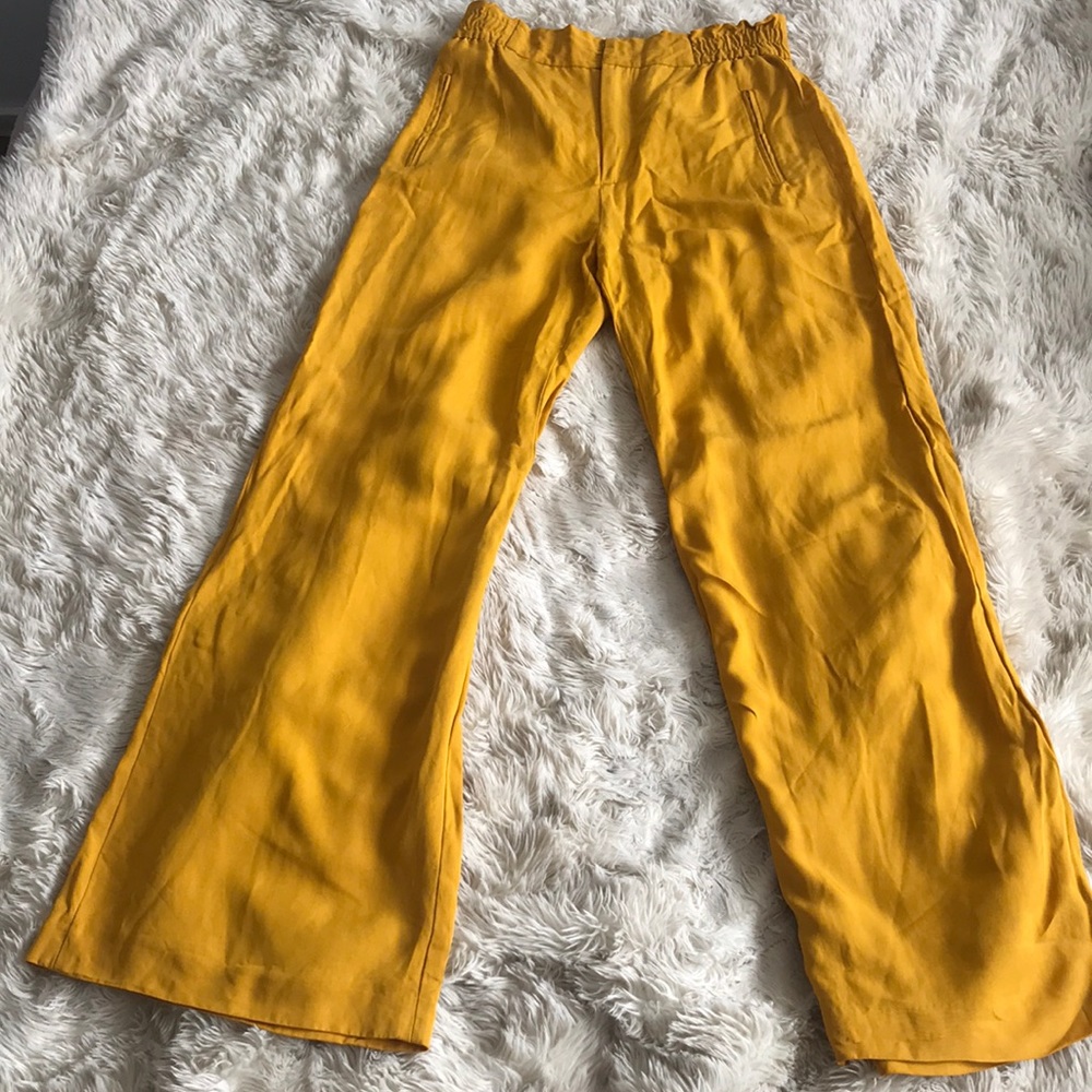 Zara wide leg mustard pants